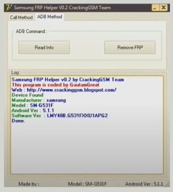 Samsung FRP helper free FRP call tool