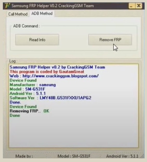Samsung FRP helper free FRP call tool